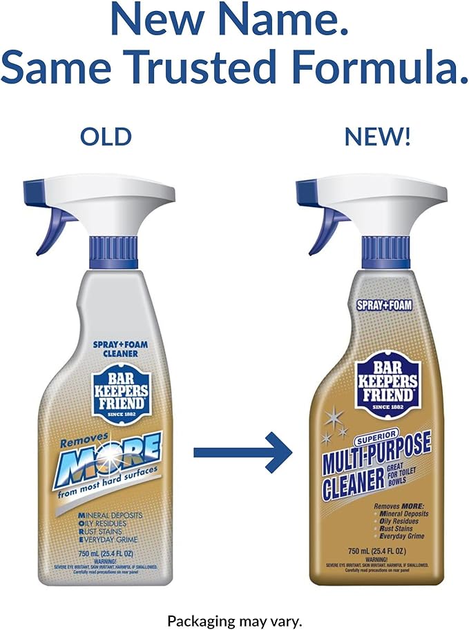 Bar Keepers Friend MORE Spray + Foam Multipurpose Cleaner (25.4 oz) for Shower, Tile, Rust Stains, Hard Water, Soap Scum & EZ-Flush Toilet Bowl Flushing Aid (12 oz) to Help Prevent Clogged Toilets