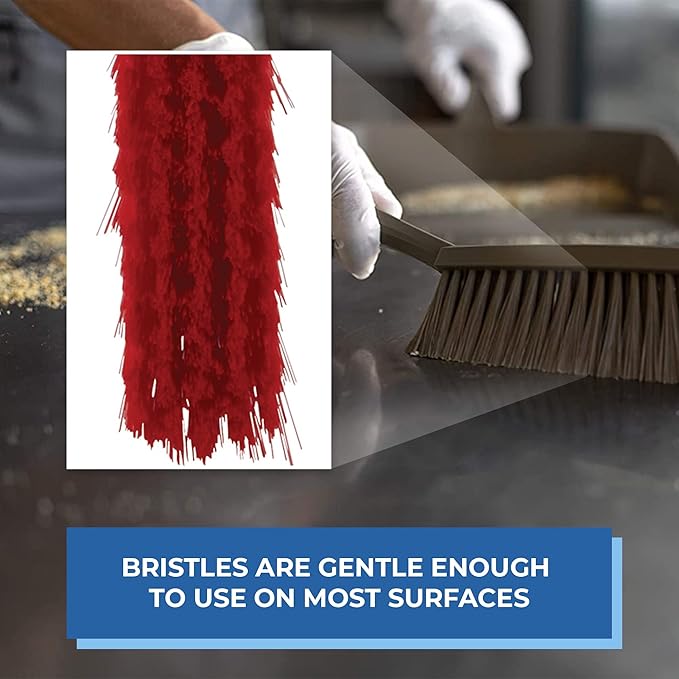 Vikan 45874 Bench Cleaning Brush, Polypropylene/Polyester Soft Bristle Dustpan Brush & Sweeper With Handle, 14-Inch, Red