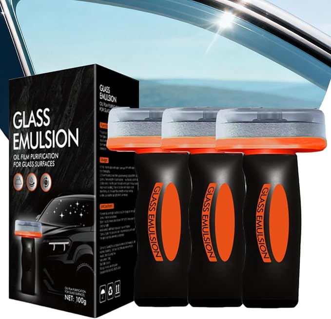 Q4 Glass Guard,Auto Glass Side Window Oil Film Removal Cleaner,Automotive Handheld Oils Flmr Cream,Windshield Oil FilmGlass Emulsion Remover for Car Windows (3PCS)