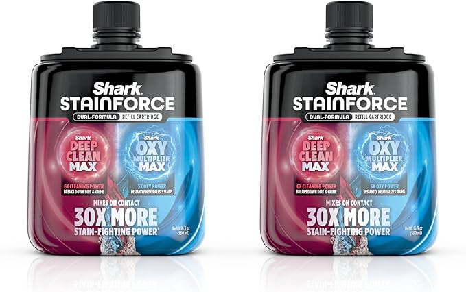 Shark StainForce Dual-Formula Refill Cartridge, Value 2-pack, Stain & Odor Remover for Shark StainForce Portable Stain Cleaner, for Carpet, Area Rug, Upholstery, Cars, 2x 16.9oz, BNDHXCM500
