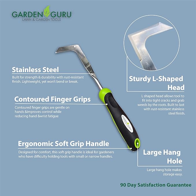 Garden Guru Patio Crack Weeder Tool with Ergonomic Handle – Stainless Steel Weed Puller for Patio Sidewalk Driveway Cracks | Rust Resistant - 1 Case (50 Pcs)