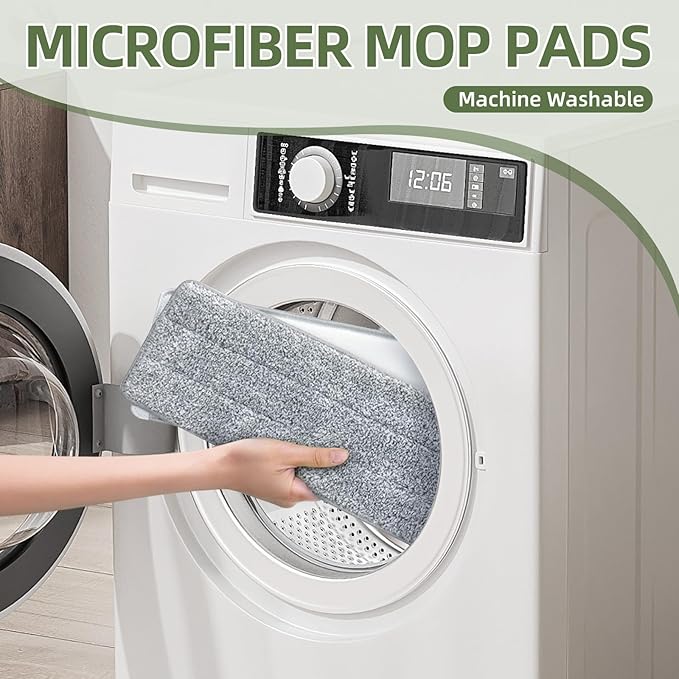 Flat Mop Pads 6pcs for Mop and Bucket Set with Wringer Replacement Microfiber Cloths Compatible with Floor Cleaning Mop Bucket Set - 15.7" X 4.5"