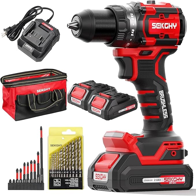 20V Power Drill Drivers, 70N.m,cordless drill with battery and charger, Masonry & Tile Drill Bits, for Home DIY, Construction, Repair power tools