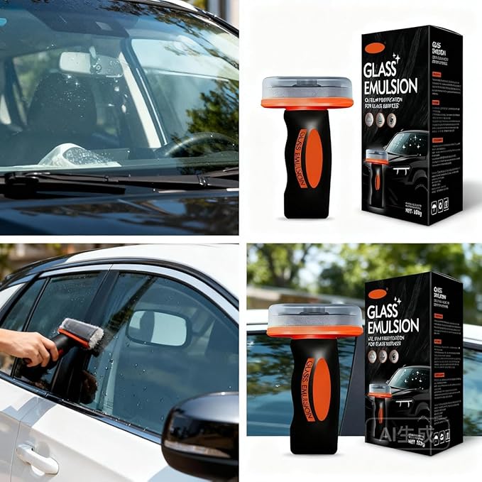 Q4 Glass Cleaner Guard, Multi‑surface Oil Film Cleaning Brush for Auto & Household 𝐆lass – Glass Cleaning Board, G𝐥ass Emulsion Cleaner, Q4 𝐆lass Guard, Oil Film Remover for Car Windshield (1pcs)