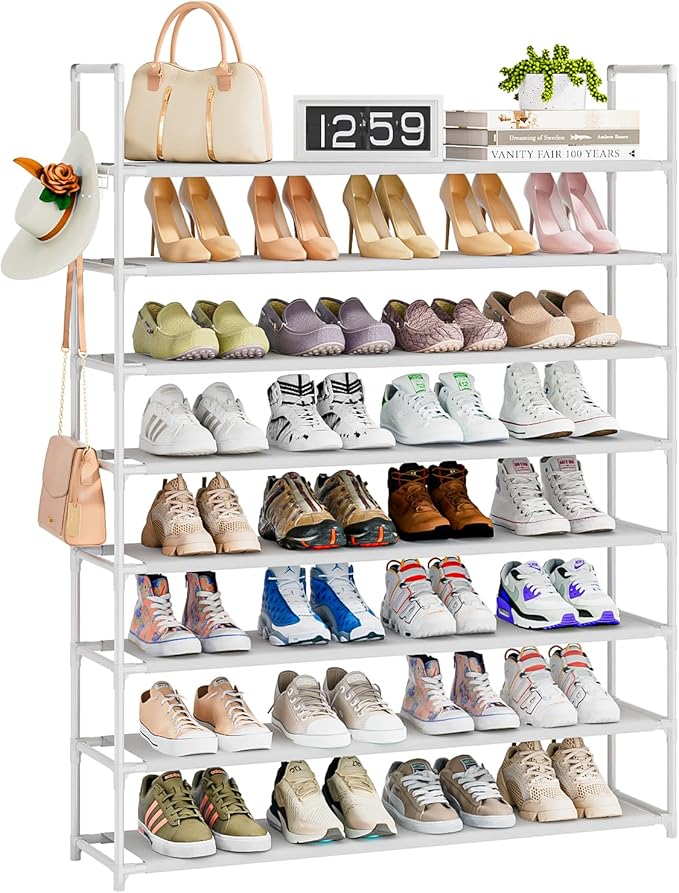 OYREL 8 Tier Shoe Rack Organizer Large Shoe Storage Rack for Closet Entryway Shoe Holder Space Saving Shoe Shelf Shoe Stand Tall Shoe Tower Metal Shoe Rack Holds up to 32-40 Pairs of Shoes