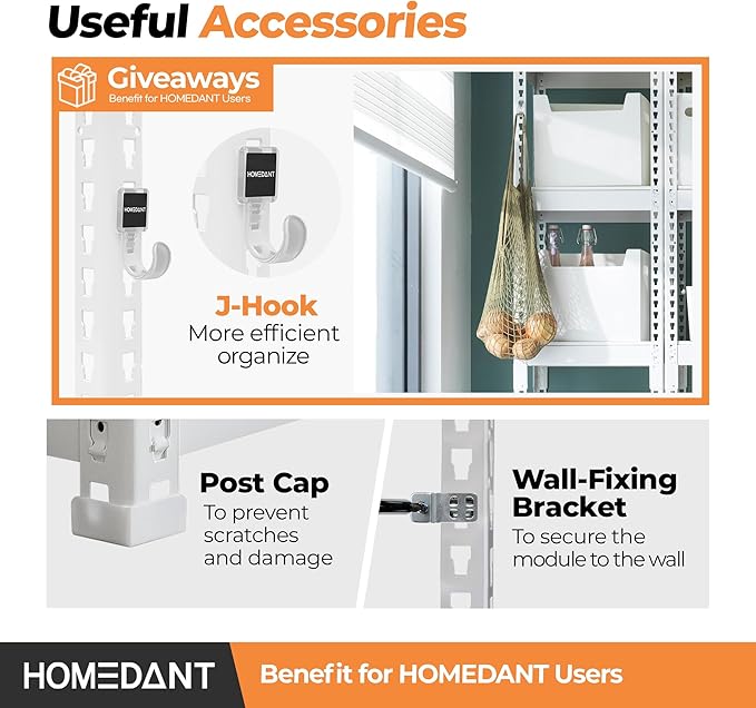 HOMEDANT 35.9" W 5 Tier Heavy Duty Garage Shelving Adjustable Metal Rack Storage Shelves Standing Shelf Unit Organizers Pantry Closet White 2Pack