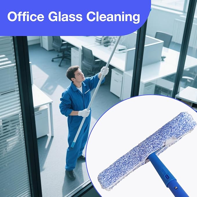 6 Pack 14" Microfiber Window Scrubber Refill Replacement Compatible with Unger 966540 Professional Scrubber Refill Sleeve, Reusable Squeegee Cloth Sleeve for MR.SIGA Professional Window Cleaning