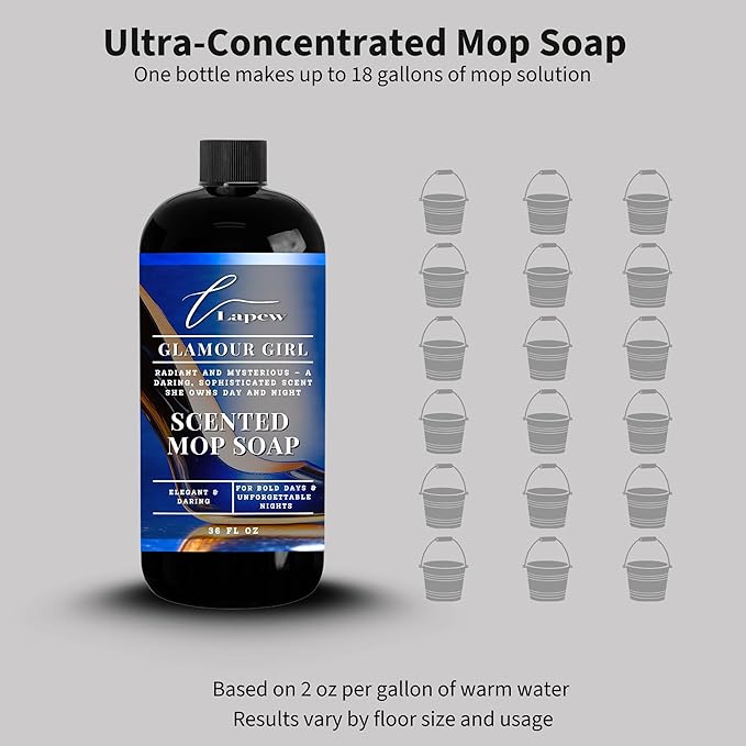 Lapew Glamour Girl Scented Mop Soap - Luxury Floor Cleaner Concentrate for Mopping Tile, Laminate, Vinyl & Hardwood | Streak-Free, Low-Foam | 36 oz