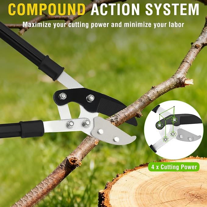 Yesker 29.5" Loppers Heavy Duty Tree Trimmer Sharp Anvil Blade Bypass Loppers up to 1.6 Inch Dia Cut Capacity Compound Action System Limb Branch Cutter Ideal for Tree Trimming Garden Maintenance