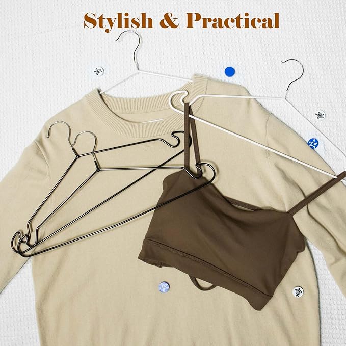 Clothes Hangers, 20Pack,Black Metal Hangers,15.7'W Space-Saving Shirt Hanger,Non-Slip Heavy Duty Hanger with Deep Shoulder Notches for Dress and Camisole
