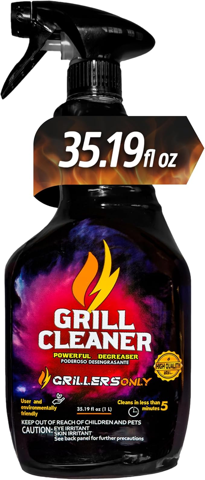 Grill Cleaner Spray & Degreaser | Heavy-Duty Grill Spray for BBQ, Griddles & Cast Iron Cleaner - Professional Outdoor Kitchen Formula - 35.2 fl oz.