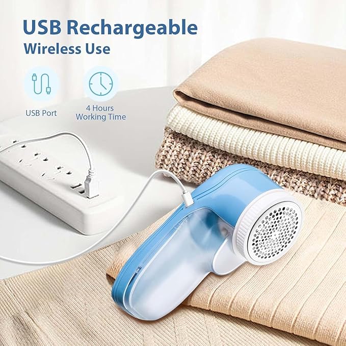 Fabric Shaver, Electric Lint Remover, Lint Shaver with 3 Replaceable Blades USB Rechargeable, Sweater Shaver, Clothes Shaver, Pilling Remover, Fabric Shaver Fuzz Remover for Clothes Furniture