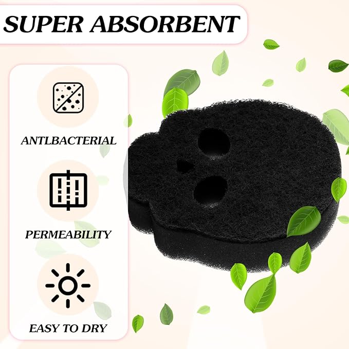 Tioncy 12 Pack Skull Sponges Bulk Gothic Dual Sided Scrubber Black Skull Sponges Reuseble Non Scratch Dishwashing Kitchen Cleaning Accessories for Cookware Pot Boiler Pan Household