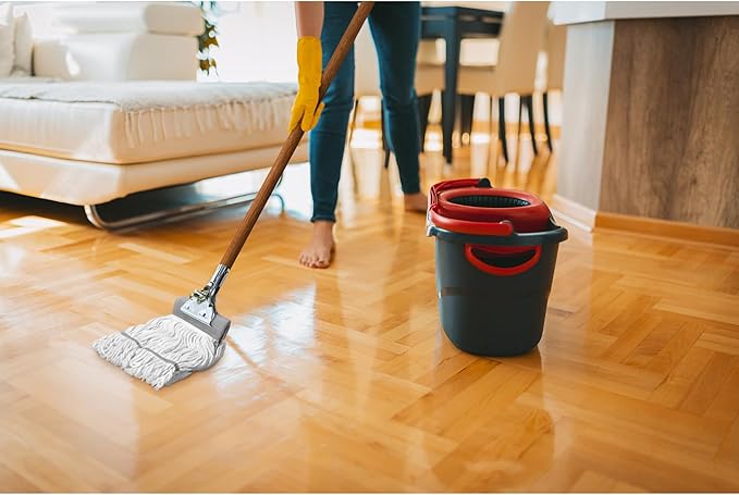59" Mop Claw Clamp Commercial Mop Handle Pack of 2 Industrial Mop Steelhead with Wooden Handle Wet Mops for Floor Cleaning Heavy Duty (Mops not Included)