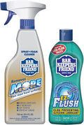 Bar Keepers Friend MORE Spray + Foam Multipurpose Cleaner (25.4 oz) for Shower, Tile, Rust Stains, Hard Water, Soap Scum & EZ-Flush Toilet Bowl Flushing Aid (12 oz) to Help Prevent Clogged Toilets