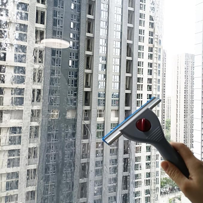 Window Glass Cleaning Squeegee Rubber Scraper for Car Home Bathroom Cleaning (6IN/15CM, Blue)