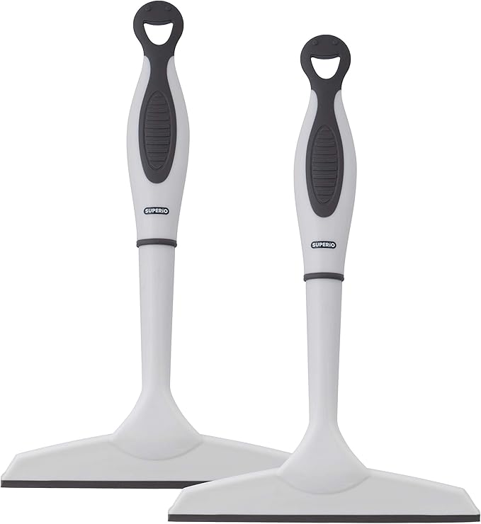 Superio Rubber Squeegee, 2 Pack, Streak Free All Purpose Window Squeegee, Comfort Grip Handle and Hanging Hook (Grey, 6 Inch- 2 Pack)
