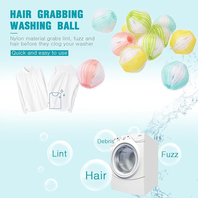Blulu 12 Pieces Pet Hair Remover for Laundry Dryer Balls Reusable Washing Machine Hair Catcher Pet Dog Cat Catcher Lint Remover (Fresh Color)