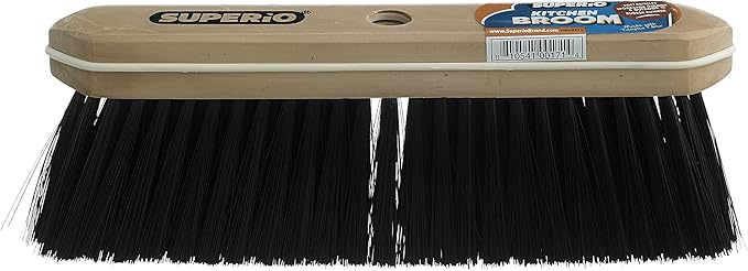 Superio Kitchen Broom Premium Black Tampico Bristles, with Grey Metal Handle, Heavy Duty Household Broom - Easy Swiping Dust and Wisp, Home, Kitchen Bedroom, Lobby, Floors and Corners
