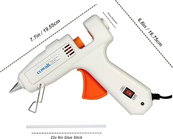 60W Professional Hot Glue Gun Kit - Full Size, Fast Heating, Heavy Duty Silicone Glue Gun with Sticks for Crafts, DIY, Home Repairs White