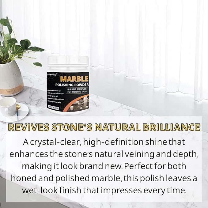 2.2LB Marble Polishing Powder Granite Polish Marble Cleaner Nature Stone Sealer | Professional Grade - Suitable for All Kinds of Stone Polishing Treatment and Shine Renewal
