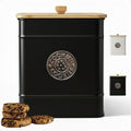 Cookie Jar with Airtight Lid - 1 Gallon - 6"D x 8"H Black Iron Cookie Tin with Bamboo Lid - Large Cookie Jars with Lids Airtight - Farmhouse Cookie Jars for Kitchen Counter Decorative - Cookies Jar