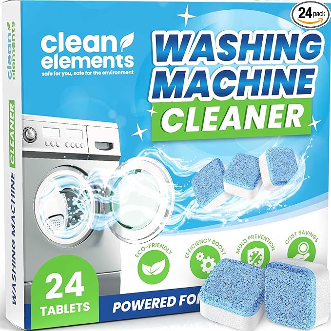 Washing Machine Cleaner Tablets 24 Pack – Deep Cleaning Descaler for HE, Front & Top Load Washers – Septic Safe, Eco-Friendly Freshener, Helps Maintain a Clean Drum – 12 Month Supply
