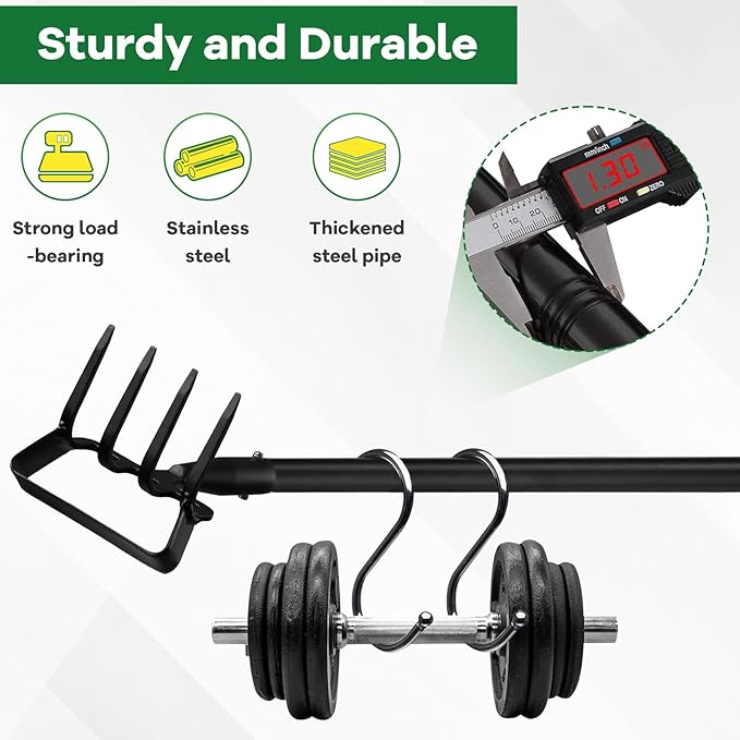 Garden Hoe, 72 Inch Soil Tiller Cultivator Stirrup Hoe, Heavy Duty 2-in-1 Garden Tool with Adjustable Long Handle, Action Scuffle Loop Hoe with Rake for Flower Beds, Garden Loosening Weeding Digging