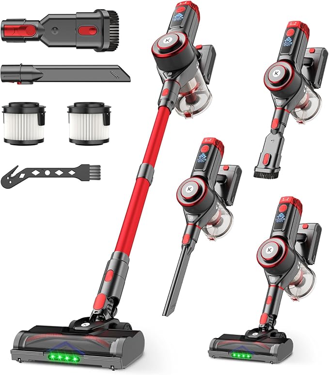 KTTLDRN Cordless Vacuum Cleaner, 600W 50KPA Powerful Stick Vacuum with OLED Smart Display, 70Mins Runtime, Self-Standing & 1.8L Dust Cup, Vacuum Cleaners for Home/Hardwood Floor/Carpet/Pet Hair