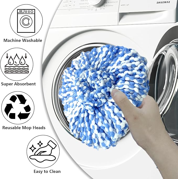 Spin Mop Replacement Heads Compatible with O Cedar RinseClean 2 Tank System, 6 Pack Mop Refills Microfiber Mop Replace Heads, Deep Cleaning for All Flooring, Machine Washable and Easy to Install