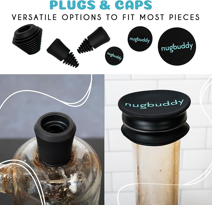 Glass Cleaning Kit - Reusable Silicone Accessories - Complete Kit to Clean your Piece, Just Add Cleaner - Reusable Soaker Bag, Brushes, Mat, Caps & Plugs, Funnel, & Microfiber Towel