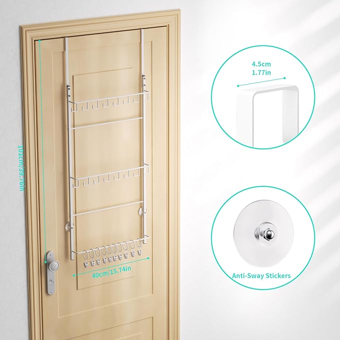 HapiRm Over Door Hat Rack - 3 Tier Wall Mounted Hat Organizer with 16 Hooks and 10 Movable Clips, Baseball Cap Organizer Storage Holds up to 26 Caps for Door, Bedroom, Closet USPTO Patent Pending