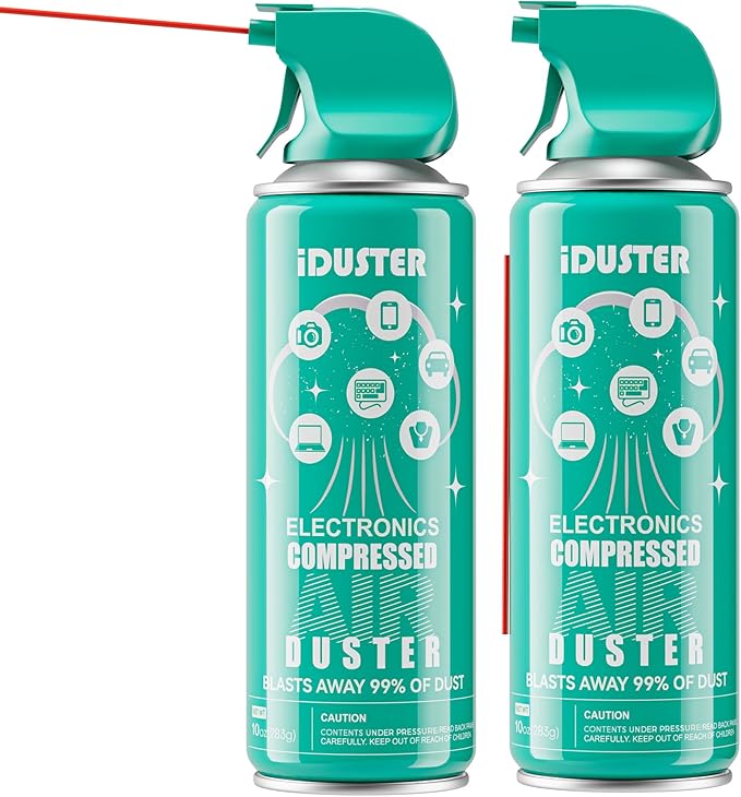 iDuster Canned Air Duster for Computer - Disposable Keyboard Cleaner Cleaning Duster for Electronics, 2PCS(10oz)