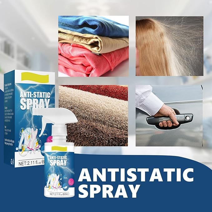 60 ml Anti-Static Spray, Anti-Static Remover for Clothes, Textiles, Hair, Gentle Fabric Softener Spray, 1 Piece Odour Eliminator, Easy to Carry, Home Office