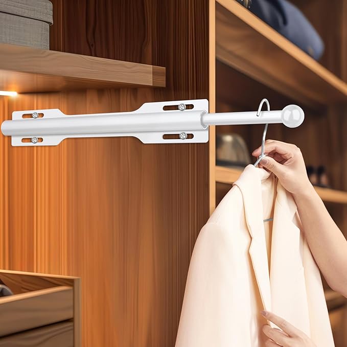 FIRJOY 12" Valet Rod for Closet Pull Out (2 Pack, White)