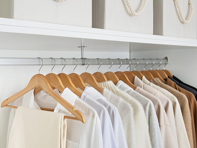 StorageWorks Wooden Hangers 20 Pack, Wood Coat Hangers for Closet, Heavy Duty Clothes Hangers for Suits, Shirts, Pants, Jackets, Natural Wood Color