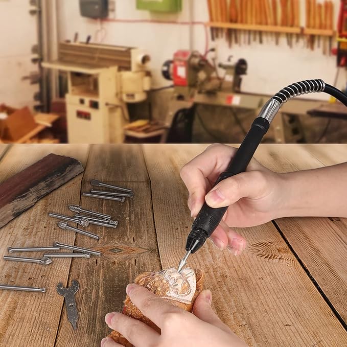 GOXAWEE Rotary Tool Kit with Keyless Drill Chuck and Flex Shaft, Variable Speed Electric Multiuse Tool & 140 Accessories for Cutting, Drilling, Engraving, Grinding, Sanding, Polishing, Crafts,and DIY