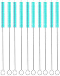 Long Straw Brush Cleaner (10 Pack), Flexible Nylon Tube Cleaning Brushes with 0.4" Bristles, Rust-Proof Stainless Steel Wire Washer for Reusable Tumblers, Sports Bottles & Pipes (10 Inch)