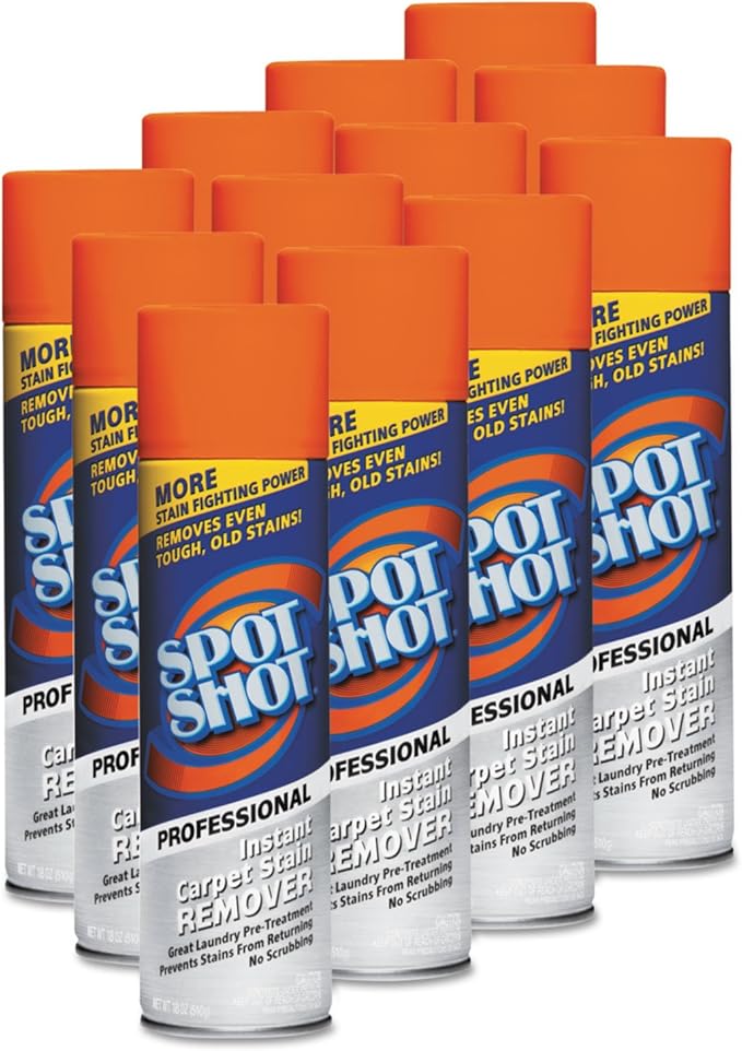 Spot Shot Professional Instant Carpet Stain Remover No-Scrub Aerosol, 18 OZ [12-Pack]