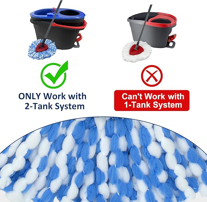 6 Pack Spin Mop Replace Head 𝐎𝐍𝐋𝐘 for O-cedar RinseClean 2 Tank Spin Mop,Mop Head Refill Replacement For O-cedar RinseClean 2 Tank System - Easy to Replace,100% Microfiber, All Floor Surface Clean