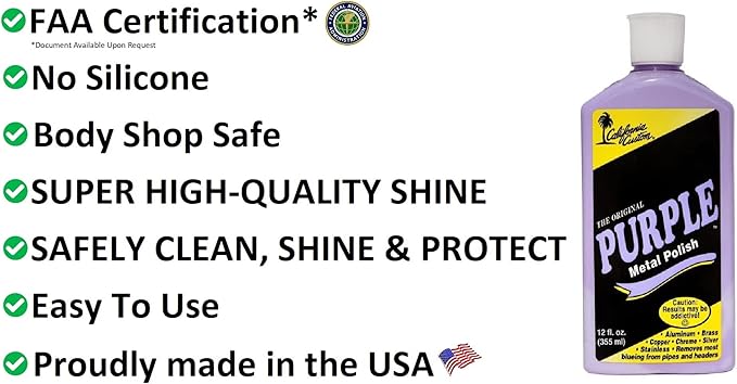 Products – Purple Metal Polish 1 Gallon Size - No Silicone, Body Shop Safe, Great for Aluminum, Brass, Copper, Chrome, Silver, Stainless and Gold, Motorcycle, Boat, RV