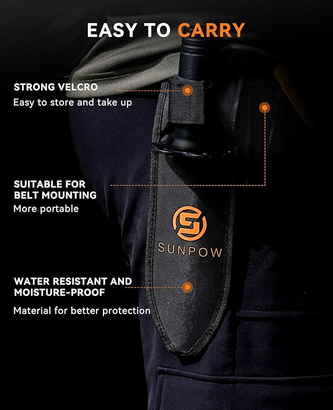 SUNPOW Metal Detector Shovel Digging Tools - Heavy Duty Double Serrated Edge Digger Shovel Knife - Garden Digging Tools with Carrying Sheath - Metal Detector Accessories