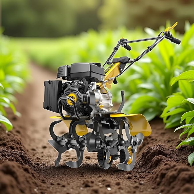 Garden Tiller, 99cc Heavy Duty Gas Tiller, 20" Power Tiller for Digging, clearing, Rooting, Weeding, Soil Cultivation, etc. in Gardens, lawns and Vegetable Gardens