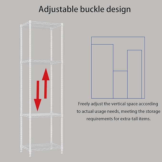 REGILLER 6 Wire Shelving Steel Storage Rack Adjustable Unit Shelves for Laundry Bathroom Kitchen Pantry Closet (16.7L x 11.9W x 64H, White)