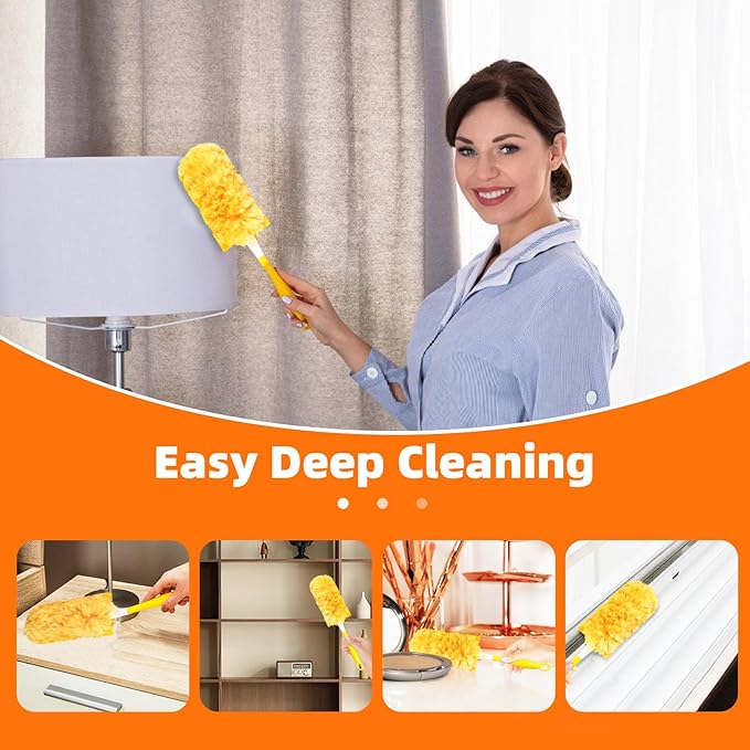 30 Pack 360 Dusters Refills for Swiffer® Dusters, Unscented Heavy Duty Duster Kit Disposable Dusters Refills with 1 Handle for Cleaning Furniture, Blinds, Ceiling Fans
