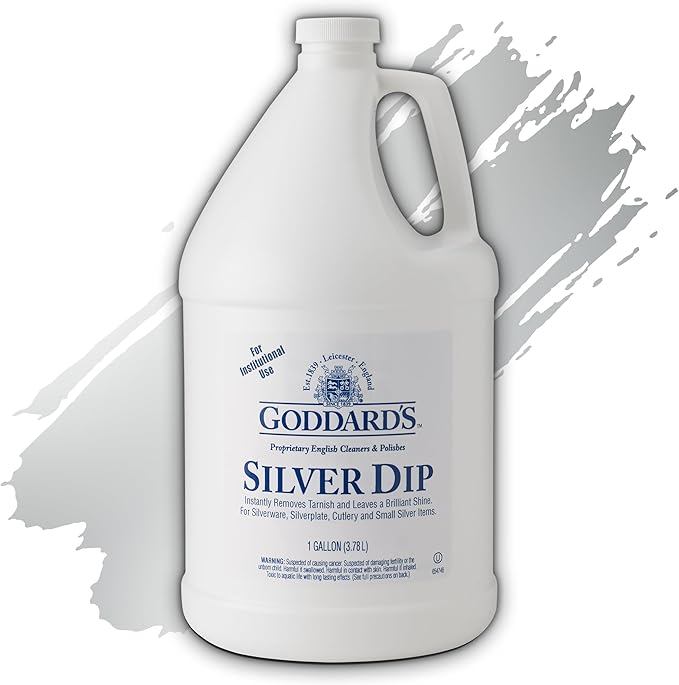 Goddard's Silver Cleaner Dip – Silver Jewelry Cleaner Solution for Hard-to-Reach Silverplate, Cutlery & Small Items – Professional Use Tarnish Remover – Silverware Cleaning Supplies (1 Gal)