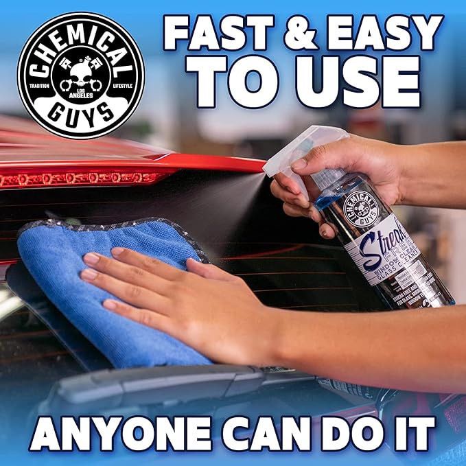 Chemical Guys CLD300 Streak Free Glass & Window Cleaner (For Glass, Windows, Mirrors, Nav. Screens & More; Car, & Home) Ammonia Free & Safe on Tinted Windows, 128 fl oz + ACC151 Spray Bottle, 16 oz.