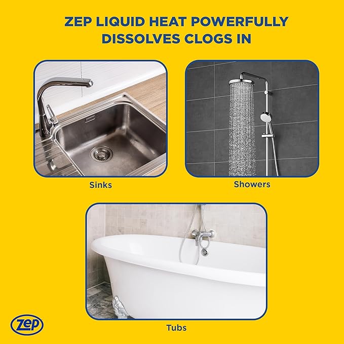 Zep Liquid Heat Hair and Grease Clog Dissolver Gel - 64 oz (Case of 6) ZULHG64 - Professional Strength Formula