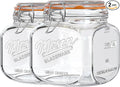 2 Pack Half Gallon Mason Jar with Hinged Lid, Wide Mouth Glass Canisters for Food Storage, Cookie, Flour, Candy, Coffee, Pickle - 64 Oz Glass Jar with Lid - 2 Scale Marks & Vintage Mason Jars