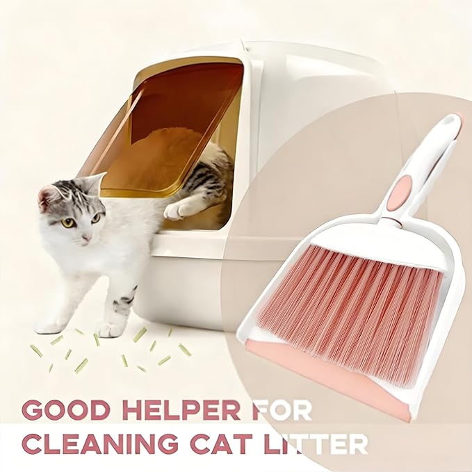 Broom Dustpan Brush Small Dust pan: Small Broom and Dustpan Set Mini Dust pan and Brush Set for Desk, Home, Camping Tent (Pink)